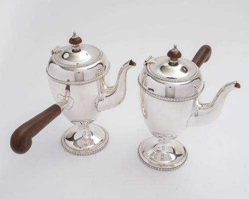 Pair of Art Deco Silver Plated Chocolate Pots