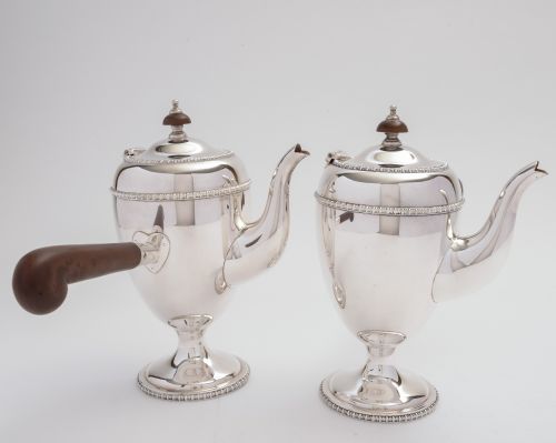 Pair of Art Deco Silver Plated Chocolate Pots