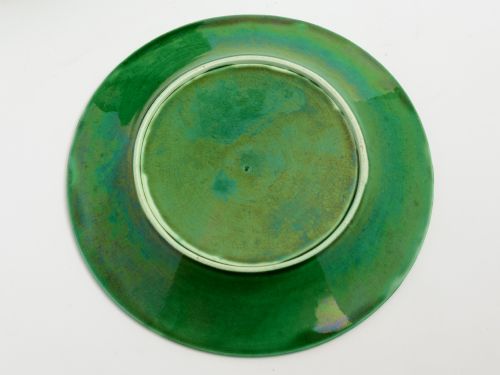 Set of 8 Victorian green glazed majolica dessert plates