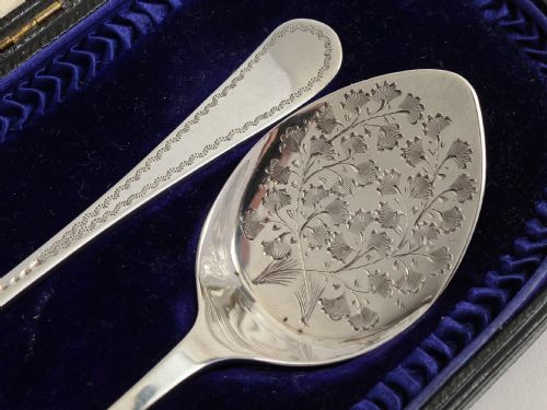 Pair Edwardian Silver Jam Spoons.