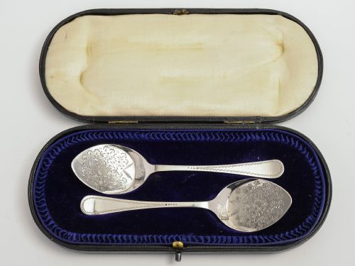 Pair Edwardian Silver Jam Spoons.