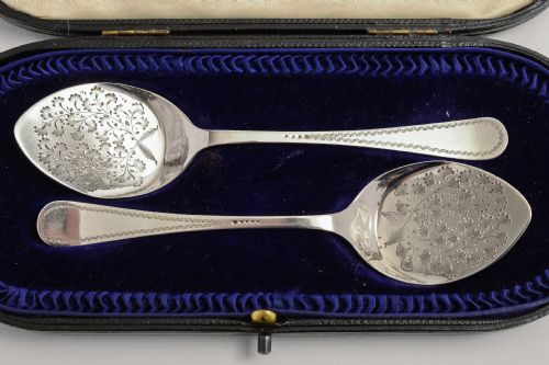 Pair Edwardian Silver Jam Spoons.