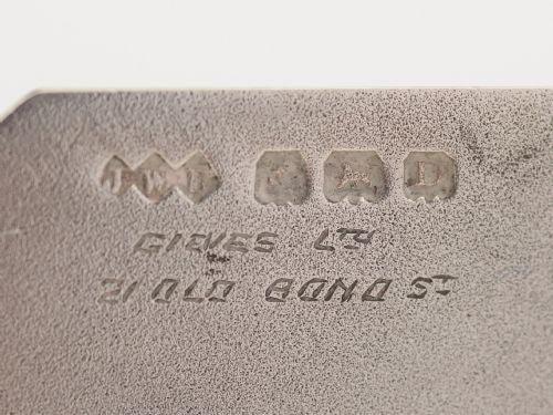 Pair of Royal Naval Silver menu/place setting holders