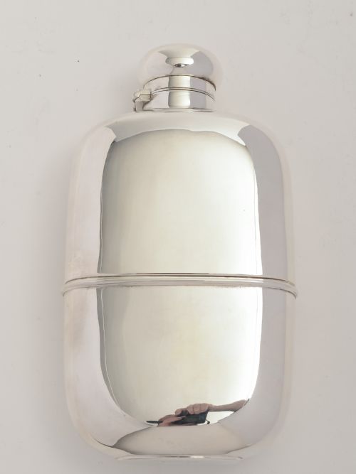Edwardian silver plated hip flask