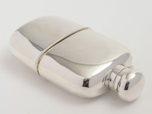 Edwardian silver plated hip flask