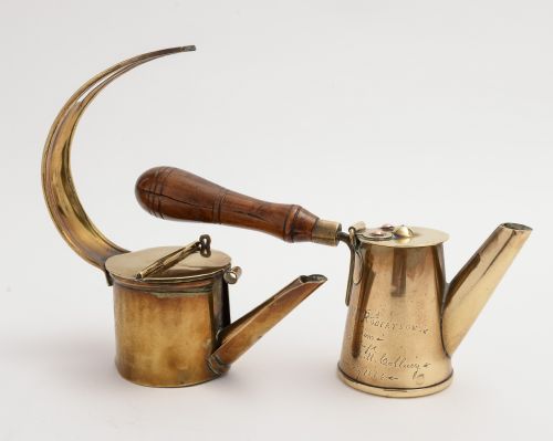 Two Victorian 'Miners' Lamps with Springhill Colliery connection on one.