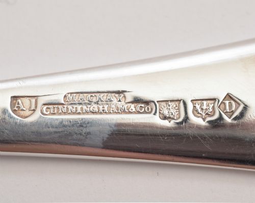 Scottish A1 silver plated spoons & grape scissors.