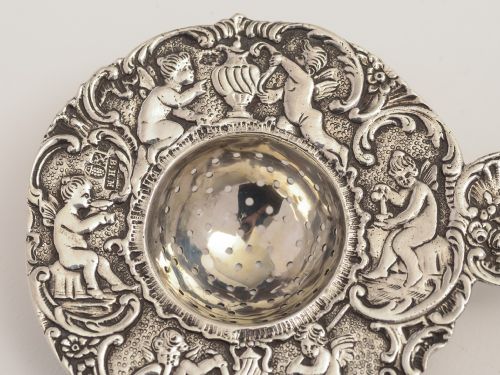 Dutch Silver embossed Tea Strainer