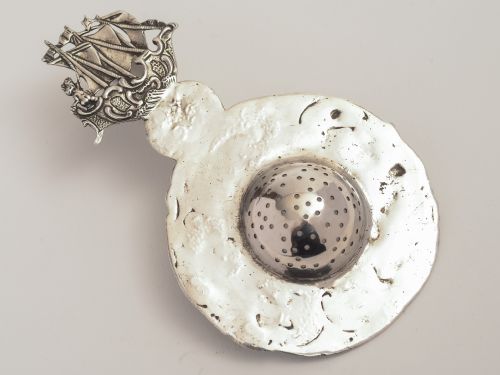 Dutch Silver embossed Tea Strainer