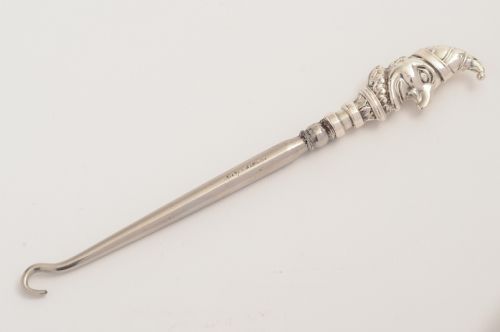 Edwardian Silver Mr Punch Button Hook
