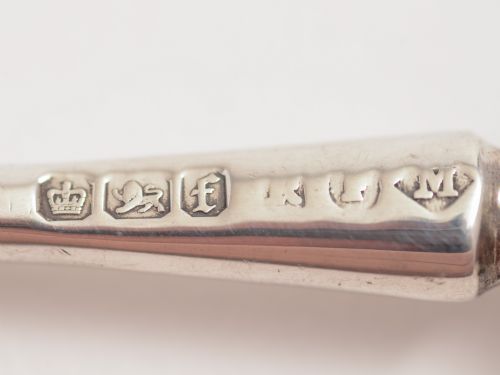 Solid silver bread fork with Mother of Pearl Handle