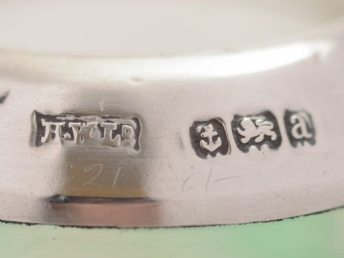 Victorian Silver topped green glass threaded match striker