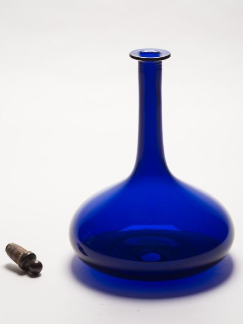 Georgian Bristol Blue Onion-shaped Decanter