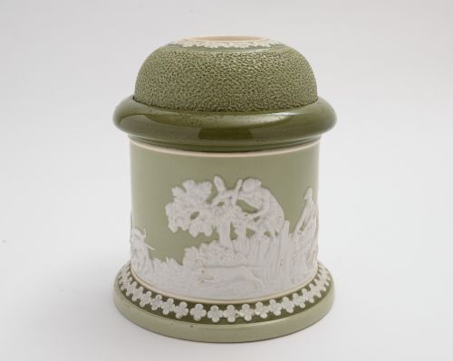 Victorian pottery tobacco box/match striker