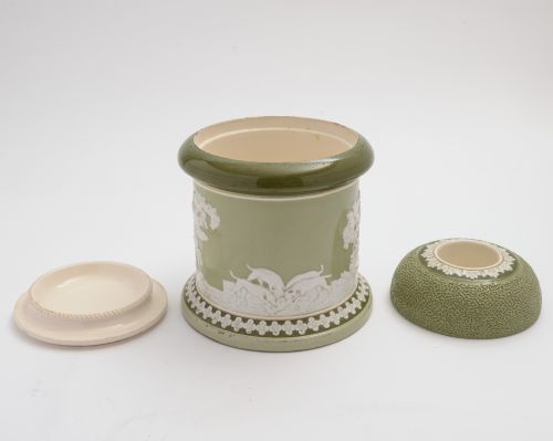 Victorian pottery tobacco box/match striker