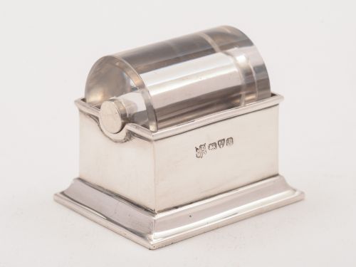 Edwardian Silver and Glass Stamp Roller