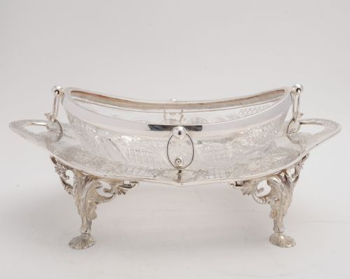 Silver plated and cut crystal fruit bowl/centre piece