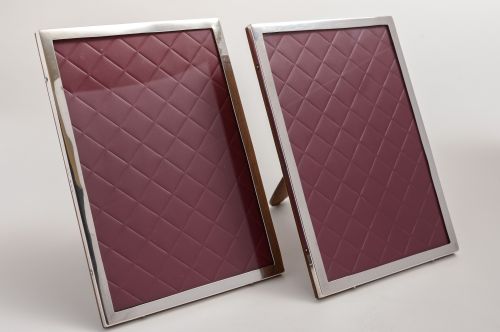 Pair of silver and oak photo frames