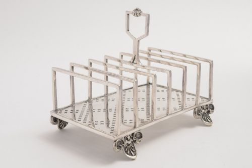 Unusual Victorian silver plated oblong toast rack/letter holder