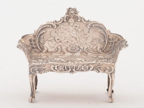 Edwardian silver miniature suite of furniture