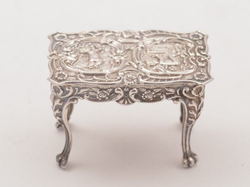 Edwardian silver miniature suite of furniture