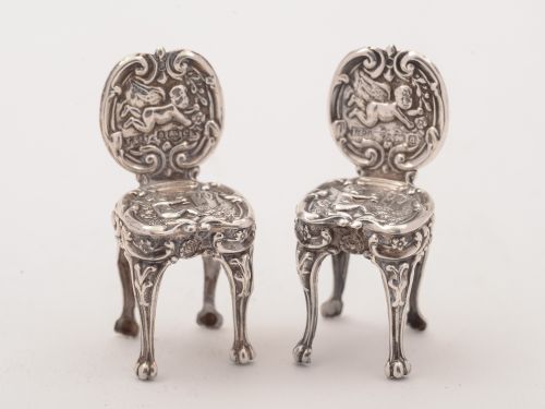 Edwardian silver miniature suite of furniture
