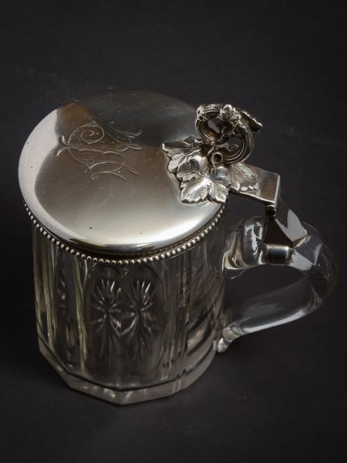 Austrian/Hungarian silver lidded tankard