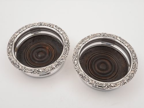 Pair of Victorian silver plated wine coasters