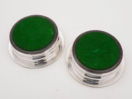 Pair of Victorian silver plated wine coasters