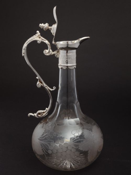 Victorian hand-etched claret jug