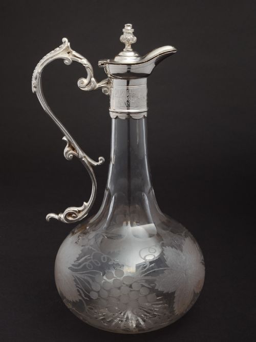 Victorian hand-etched claret jug
