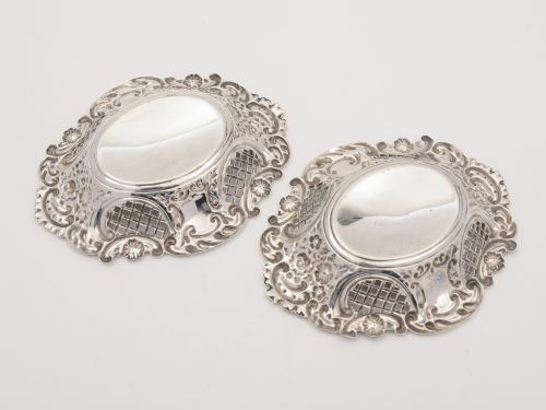 Pair of Edwardian silver bon bon dishes