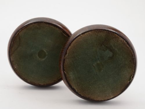 Pair of English Edwardian oak open barley twist candlesticks