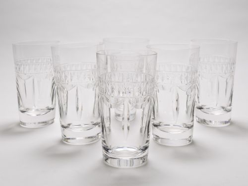 Set of 6 English Edwardian pint glass tumblers
