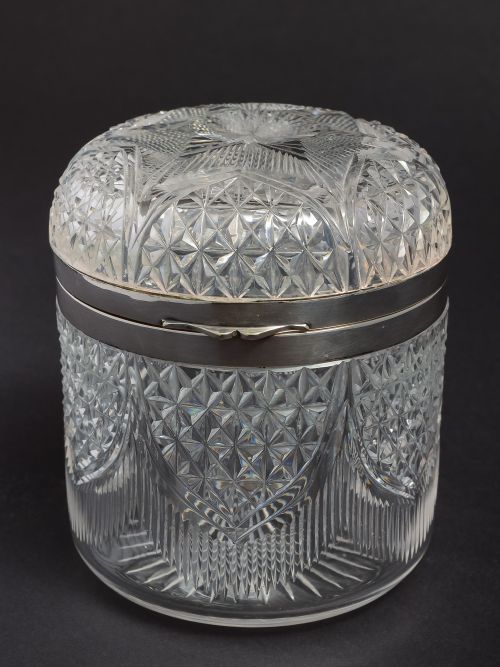 Victorian cut-glass biscuit box/ cookie jar