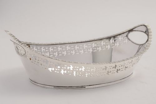 Late Victorian Silver plated bread basket with embossed edging circa 1890