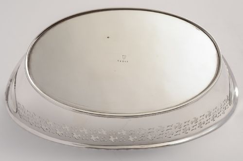 Late Victorian Silver plated bread basket with embossed edging circa 1890