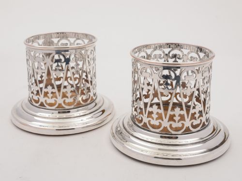 A Pair of Bohemian Decanters with Ruby Overlay on Clear Glass Circa 1880