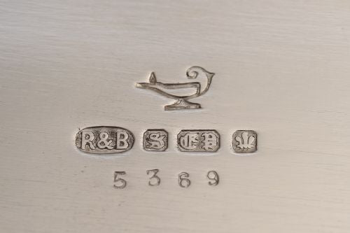 Edwardian Large Oblong Silver Plated Hand-Engraved Tray with Handles Circa 1900