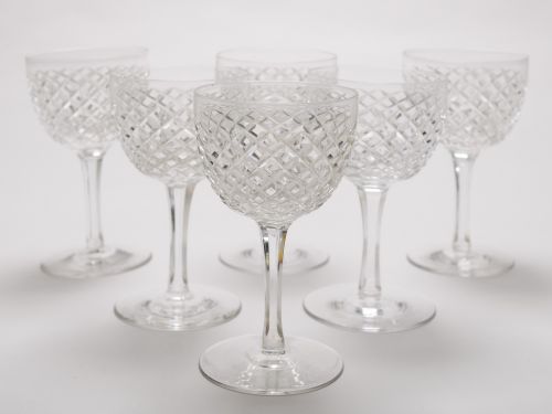 Set of 6 Edwardian English cut crystal drinking glasses circa 1905