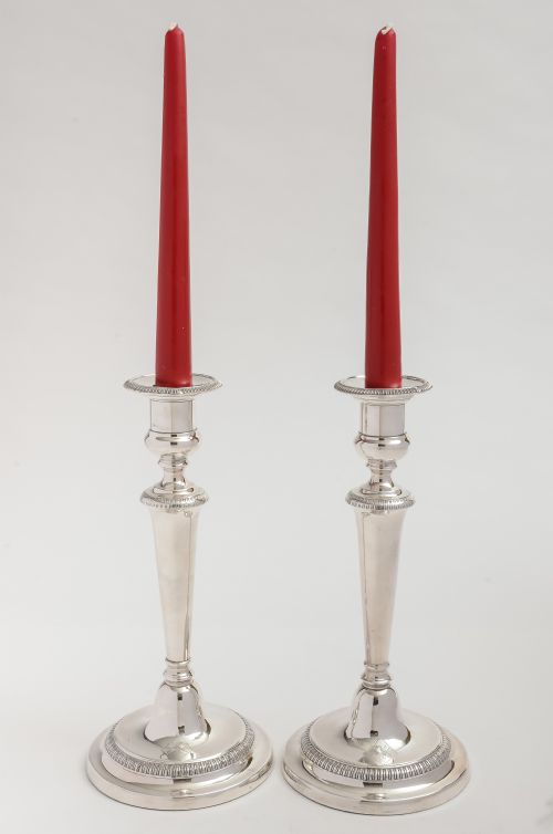 Pair of large Edwardian Silver Plated Candlesticks circa 1901