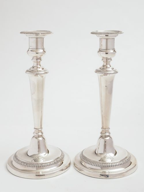 Pair of large Edwardian Silver Plated Candlesticks circa 1901