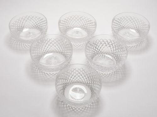 Set of 6 Edwardian diamond-shaped cut glass bowls with star cut bases circa 1905