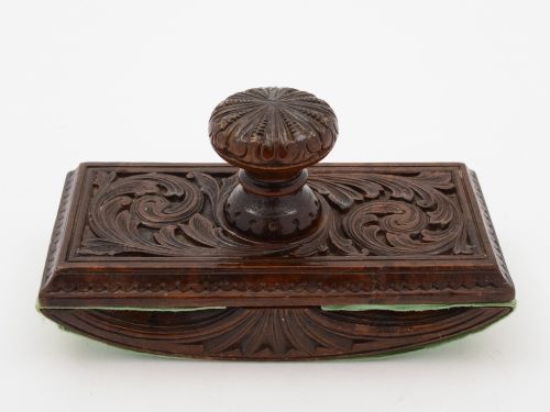 Beautifully carved black forest wooden desk blotter circa 1900
