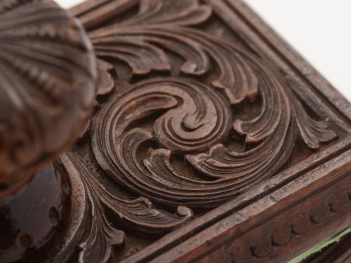 Beautifully carved black forest wooden desk blotter circa 1900
