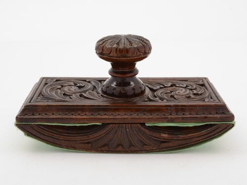 Beautifully carved black forest wooden desk blotter circa 1900