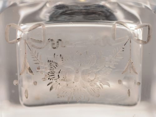 Pair of Edwardian tortoise shell and silver topped cut glass ink pots Hallmarked London 1906