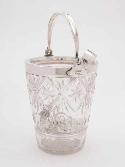 Maple & Co Cut Glass and Silver Plated Ice Bucket Circa 1920