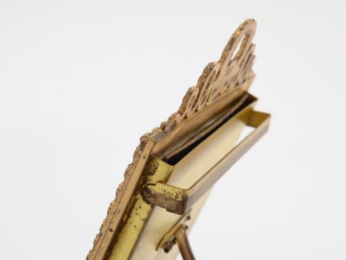 Edwardian English Brass Ribbon Topped Photo Frame Circa 1900