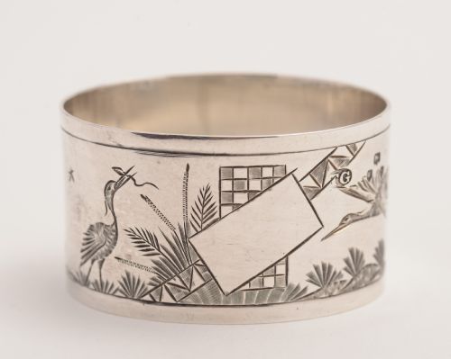 Aesthetic movement Sterling Silver Napkin Ring .